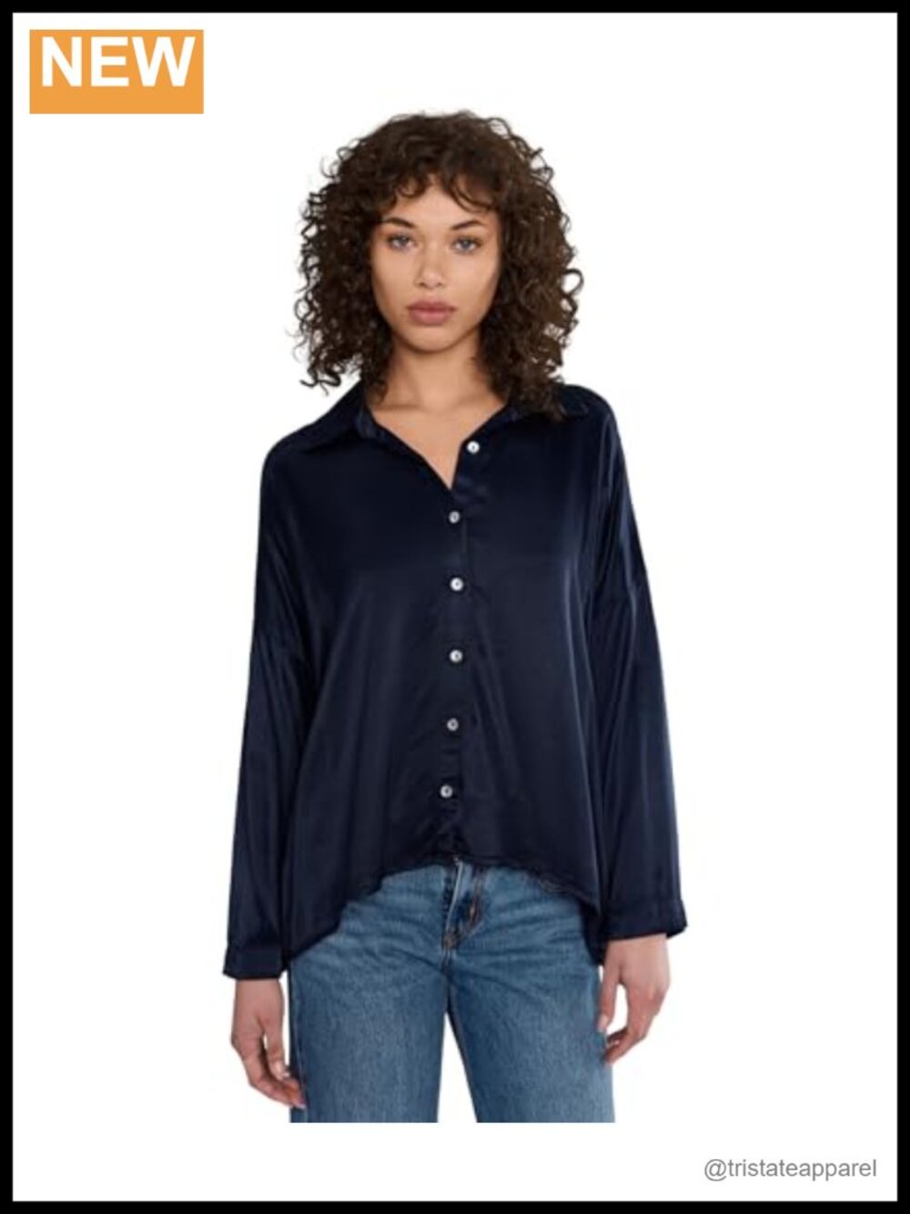 Rayon Viscose Blend Button Down Shirt with Dropped Shoulders